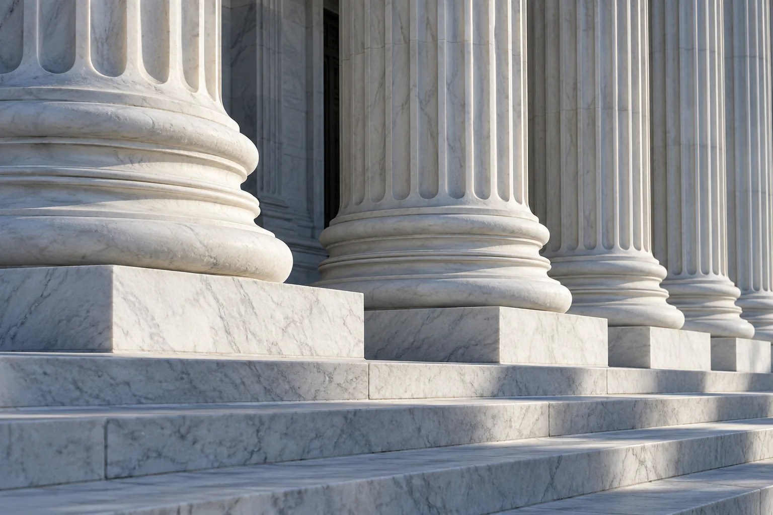 Marble appellate-court columns and steps